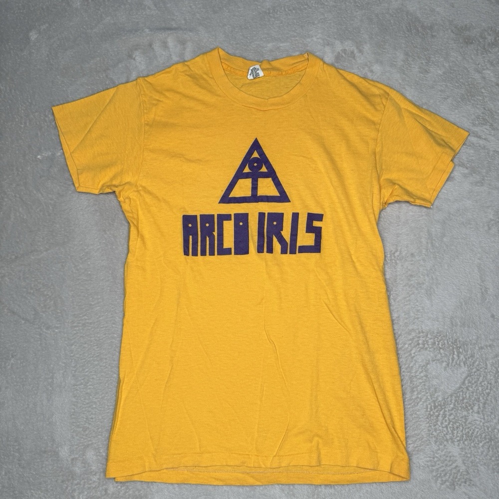 Vintage‎ 70s Men's Arco Iris Band Shirt Size Medium Preowned Pinholes Yellow